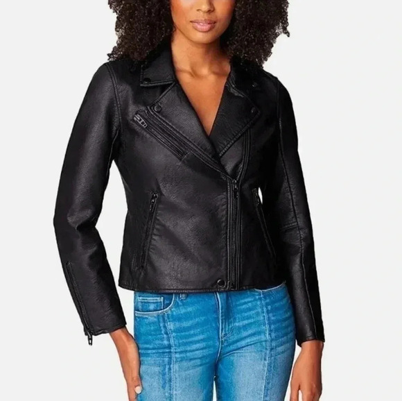 Blank NYC Jackets & Blazers - Blank NYC Womens Luxury Clothing Semi Fitted Vegan Leather Motorcycle J…